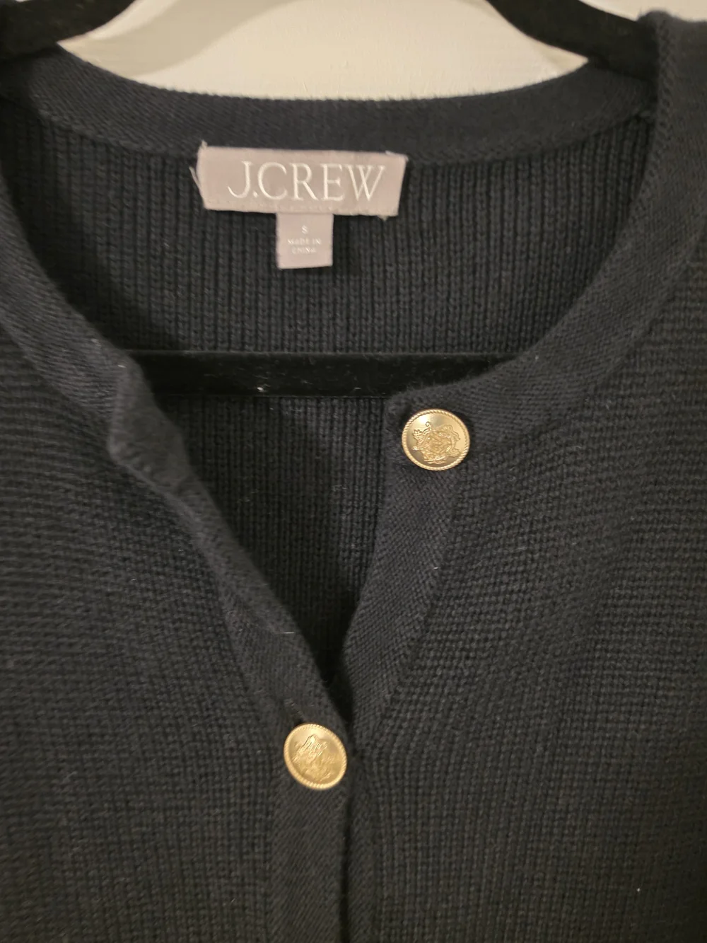 J. Crew Emilie Sweater Lady Black Cardigan with Gold Buttons